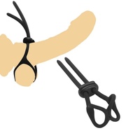 TGV Dark 3 in 1 Adjustable Cock Ring Ball Scrotum Stretcher Penis Enhancer Men Erection Sex Toy