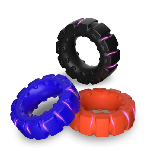 TGV DARK 3 Pack Thick Tyre Cock Rings Ring Premium Silicone Strong Erection Aid Delay Ejaculation