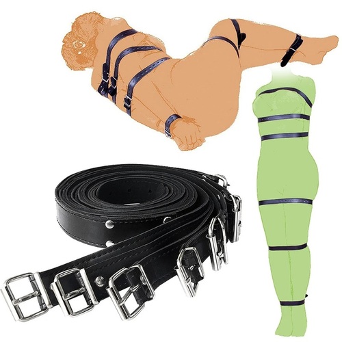 TGV Dark 7 Piece Belts BDSM Restraints Harness Set Couples Sex Toy  S+M